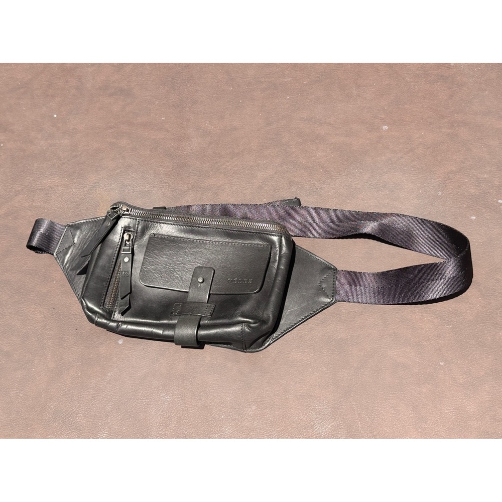 Velez Black Leather Waist Bag